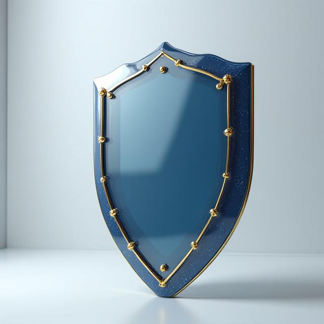 Abstract metallic shield representing organizational security and data protection